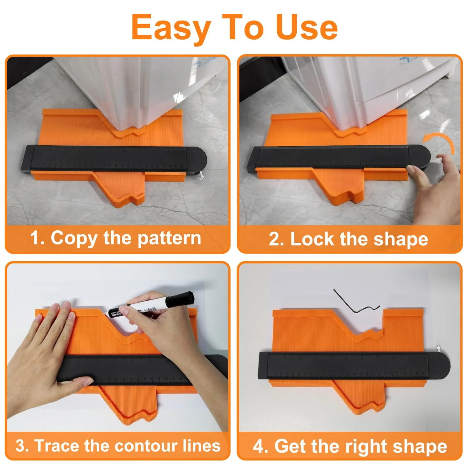 10 Inch Super Gauge Shape and Outline Tool, Contour Gauge Profile Tool with Lock, Measuring Tools Shape Duplicator Woodworking Tools