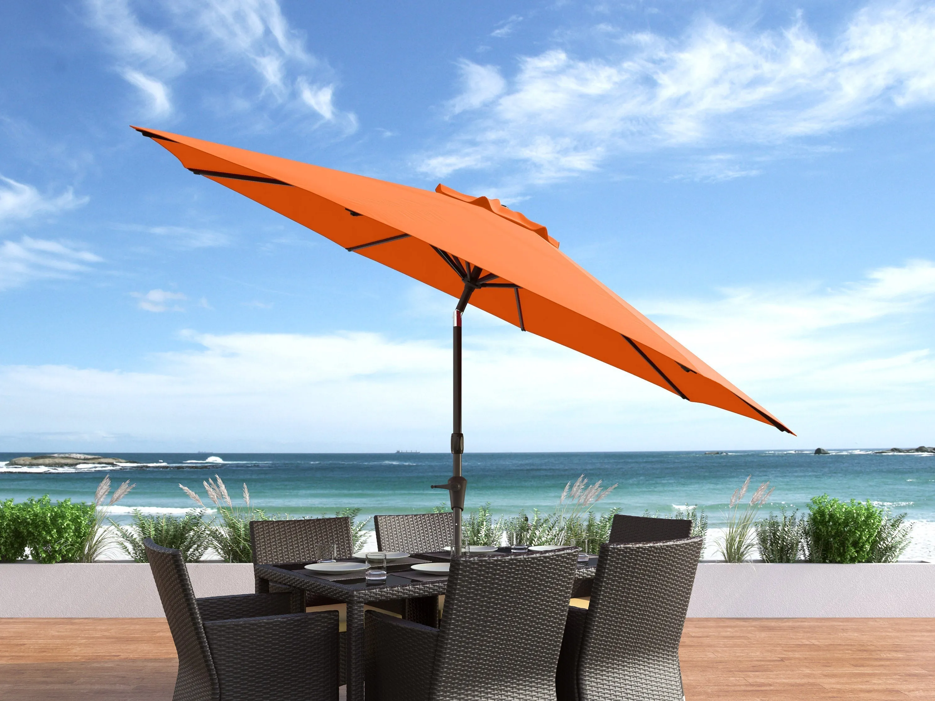 10ft Wind Resistant Orange Patio Umbrella