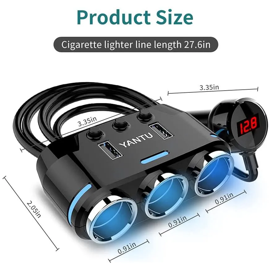 3 Socket Cigarette Lighter Splitter