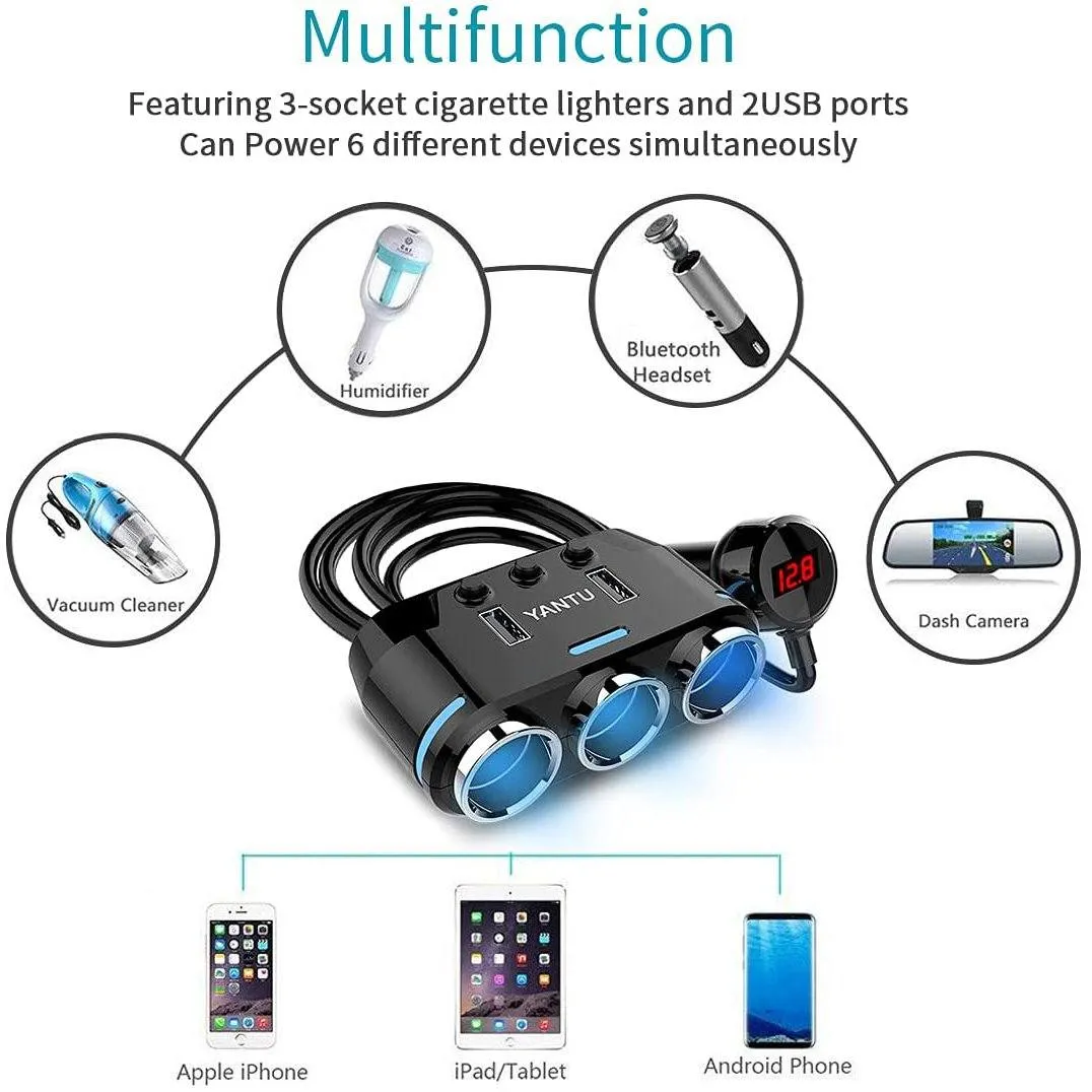 3 Socket Cigarette Lighter Splitter