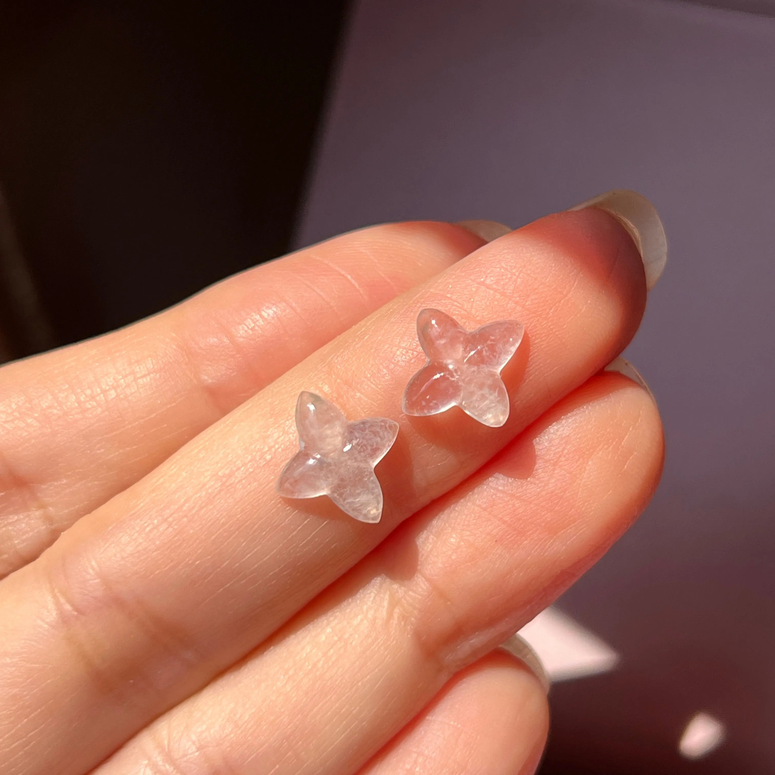 3.25cts Icy A-Grade Natural Jadeite Ninja Star Pair No.180293