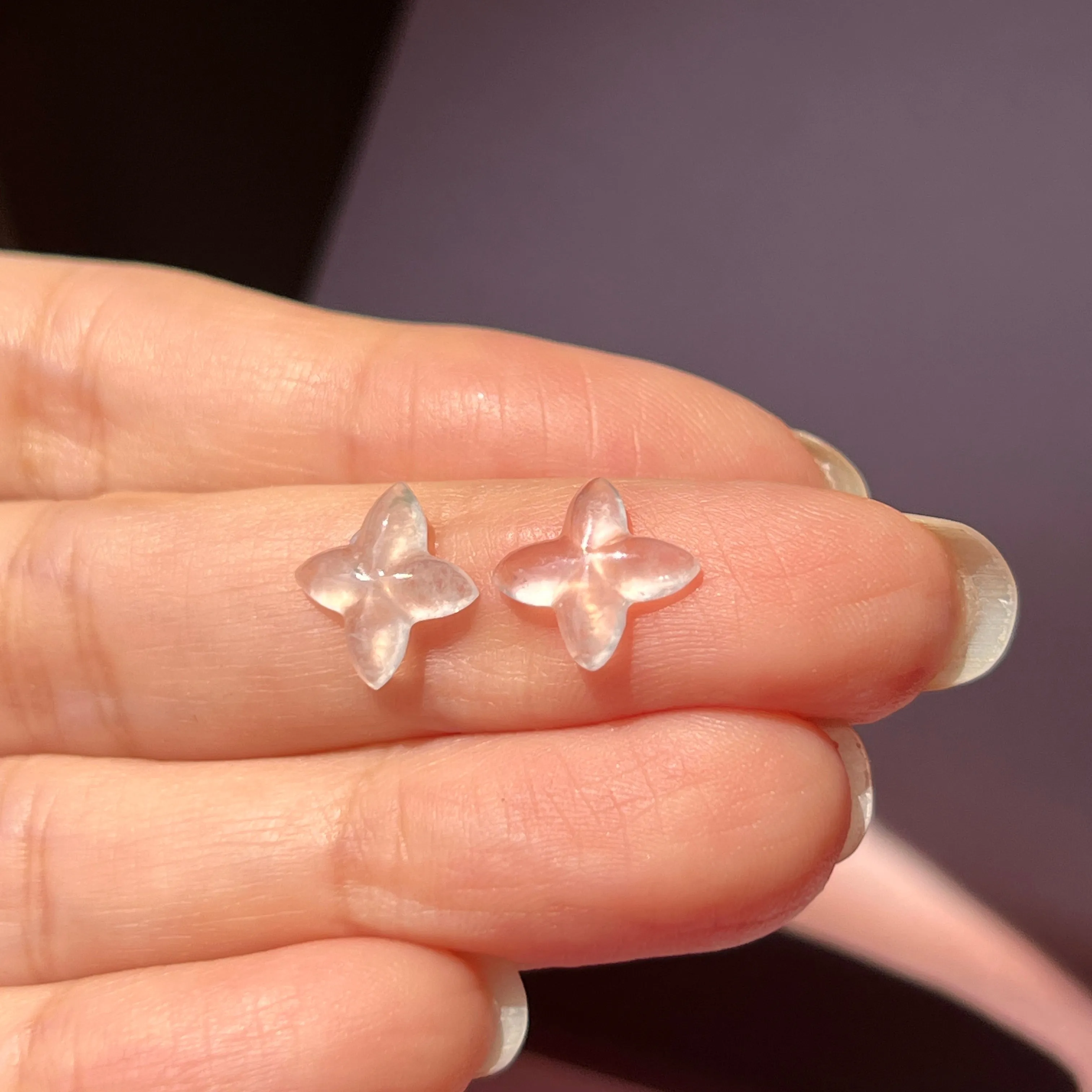 3.25cts Icy A-Grade Natural Jadeite Ninja Star Pair No.180293