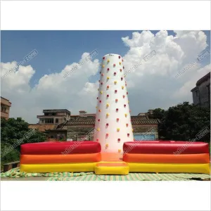 Children Inflatable Climbing Mountain White Inflatable Rock Climbing Wall With Fence Around