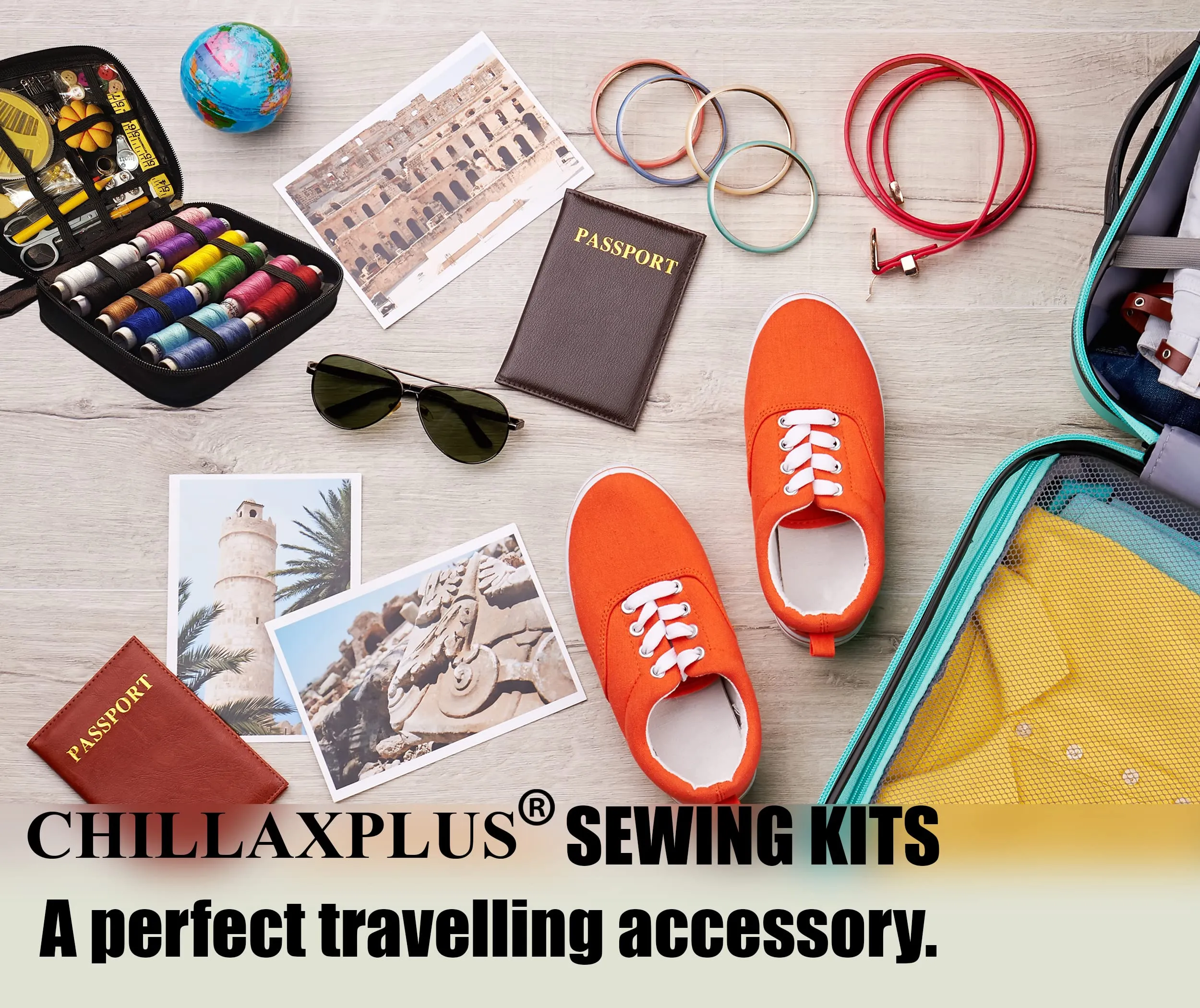 CHILLAXPLUS 172 pcs Sewing kit | Stitching kit | Stiching kit | Sewing kit Box | Thread Box Set | Travel kit | sui dhaga Box for Home | Travel kit | Tailoring Tools | Embroidery kit | Gifts for Women