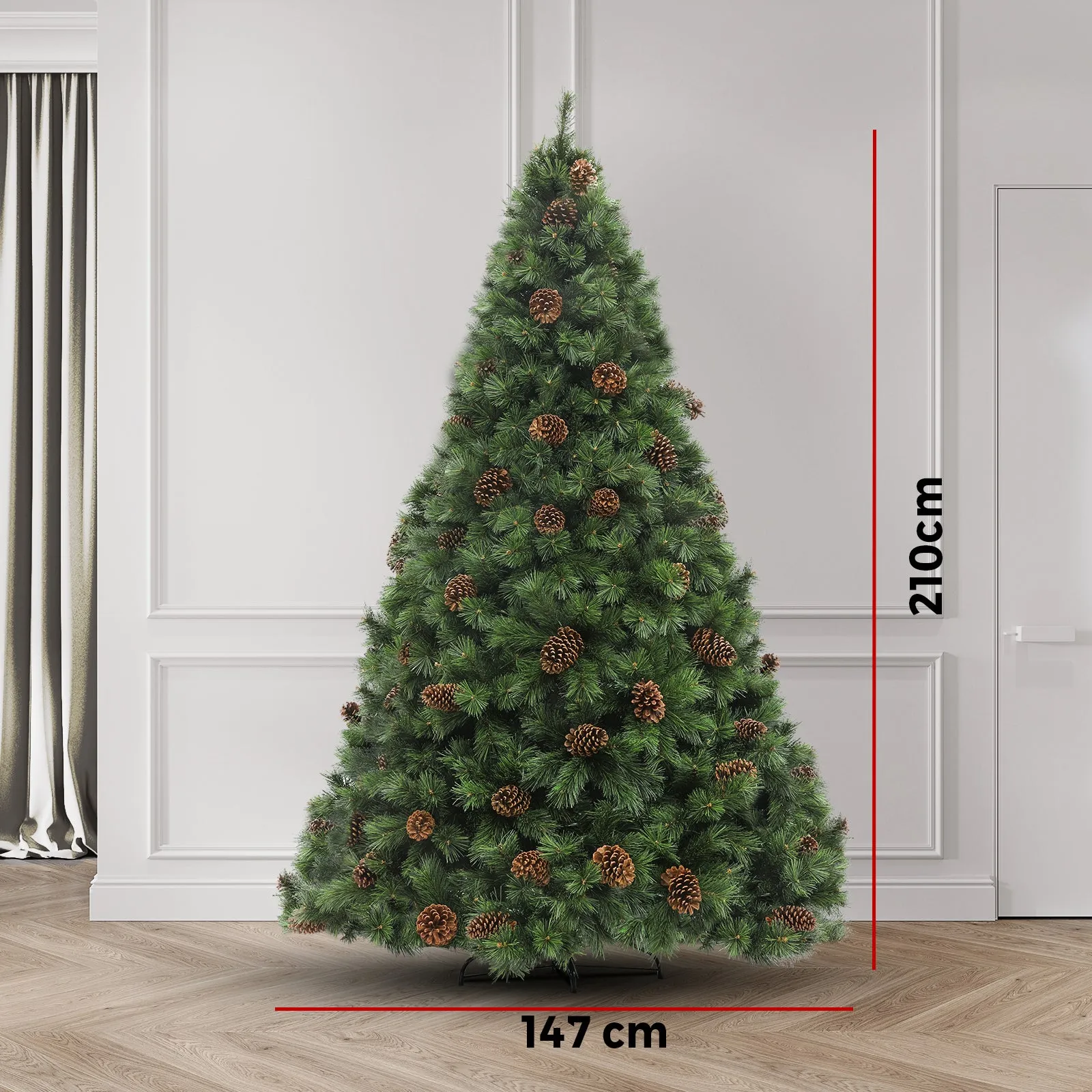 Christmas Tree Xmas Decorations Pine Cones 2.1M 7FT Home Decor Green 1500 tips