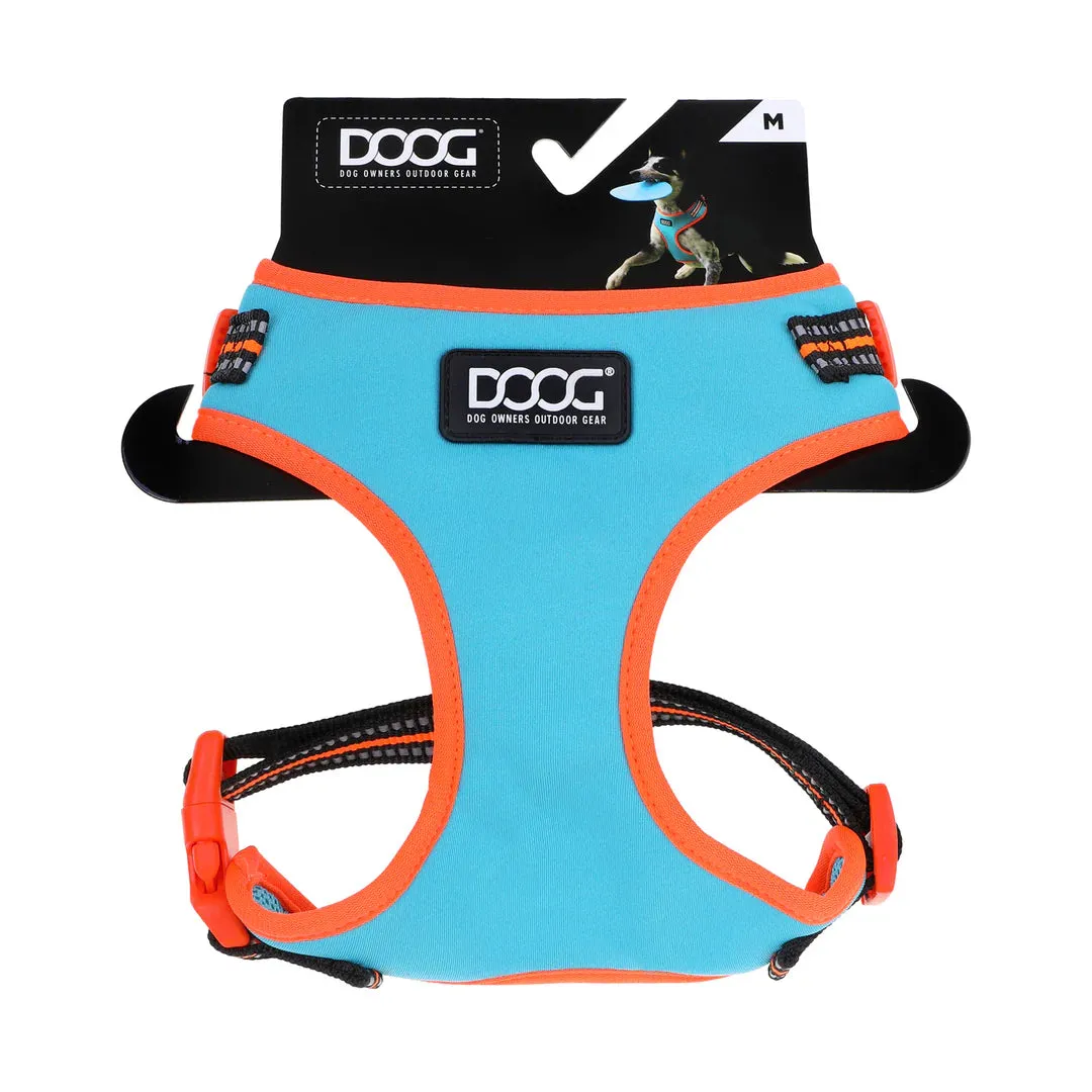 DOOG Neoflex Neoprene Beethoven Neon Blue and Orange Dog Harness Small