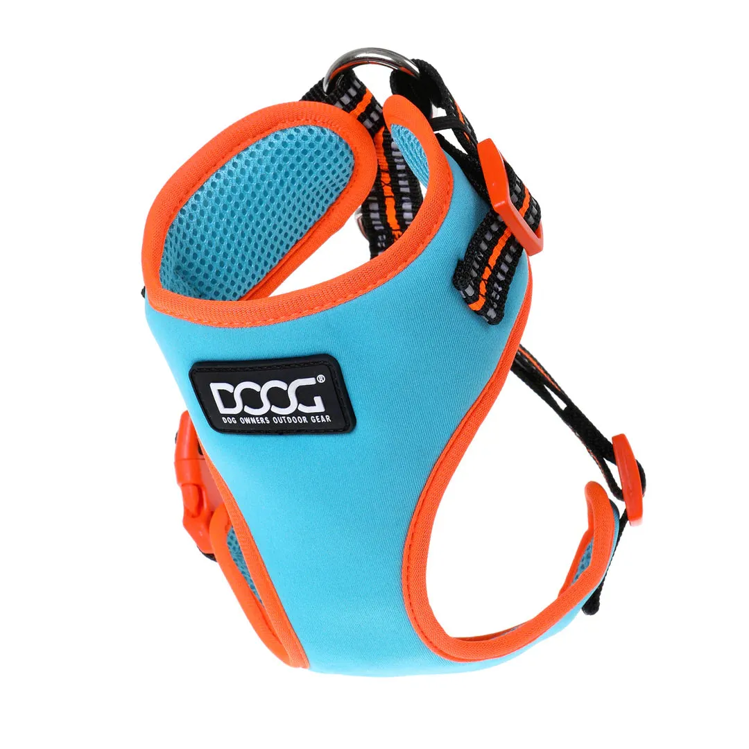 DOOG Neoflex Neoprene Beethoven Neon Blue and Orange Dog Harness Small