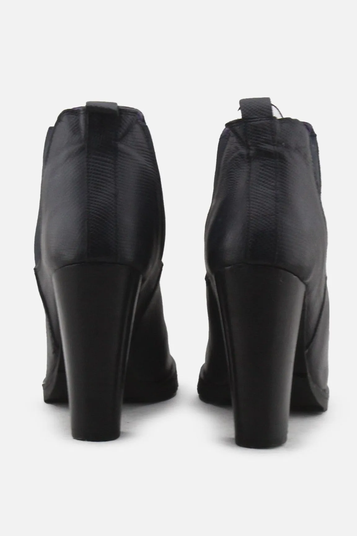 European Brand Stretchable Block Heels Ankle Boots | 100% Authentic Leather