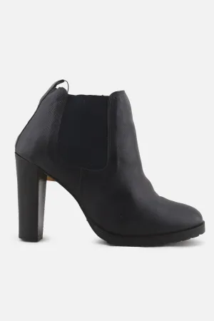 European Brand Stretchable Block Heels Ankle Boots | 100% Authentic Leather