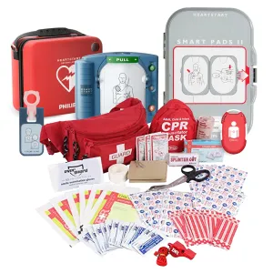 Ever Ready First Aid complete emergency kit with Philips AED, Defibrillation pads, and Beaty CPR (Adults and Children)