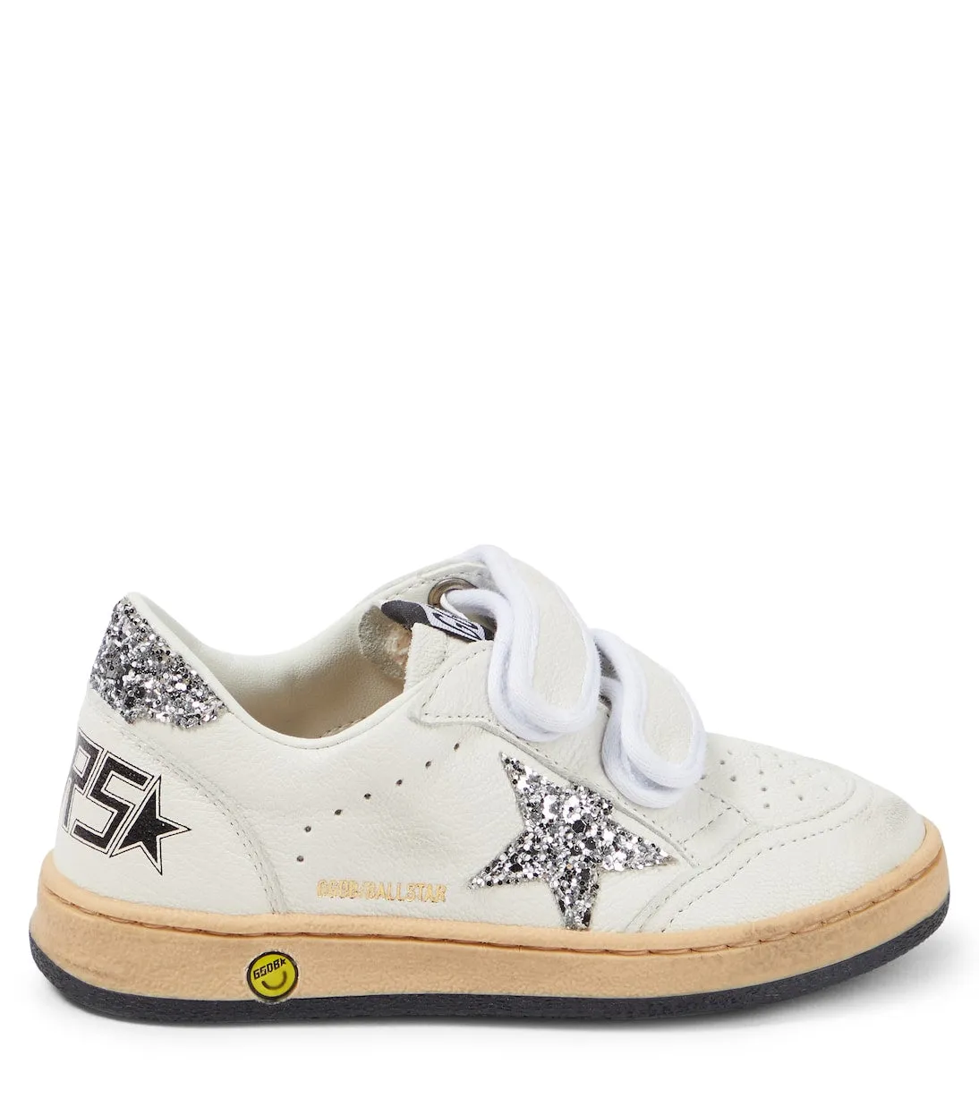 Golden Goose glitter leather ball star sneakers, white