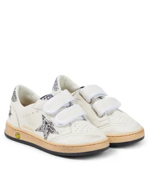 Golden Goose glitter leather ball star sneakers, white