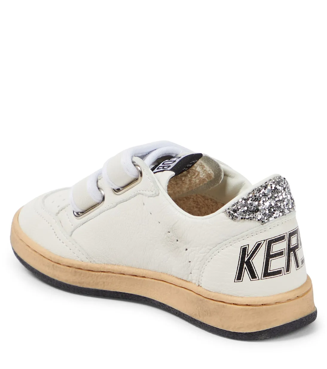 Golden Goose glitter leather ball star sneakers, white