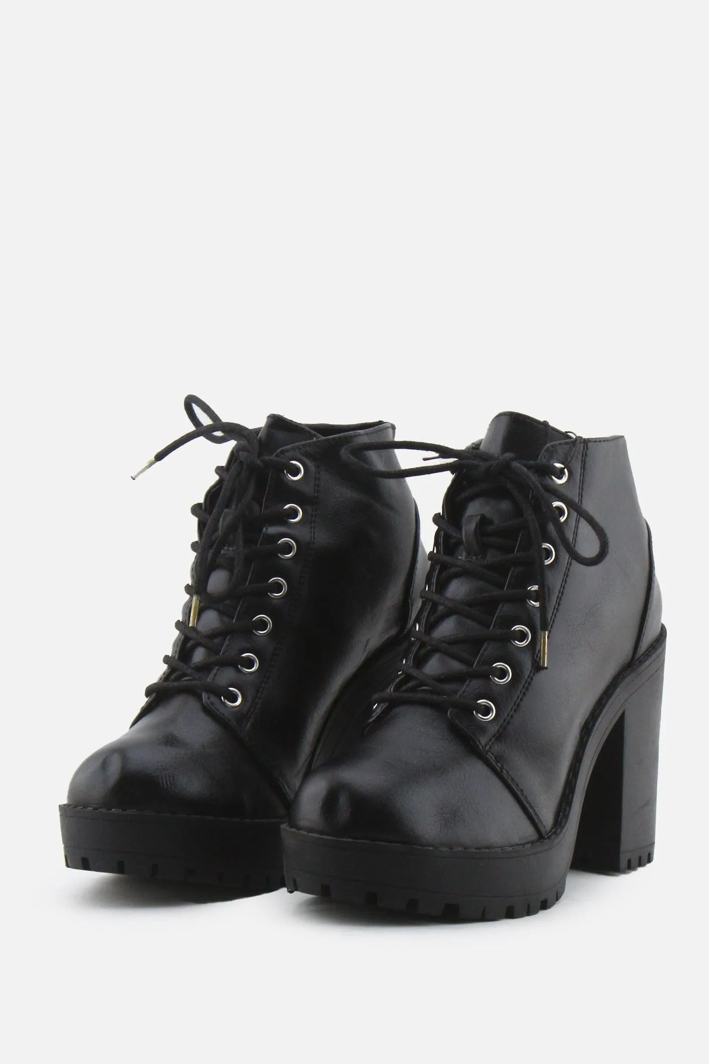 H & M Laces Block Ankle Boots | 100% Authentic Leather