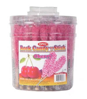 Light Pink Cherry Rock Candy on a Stick Jar