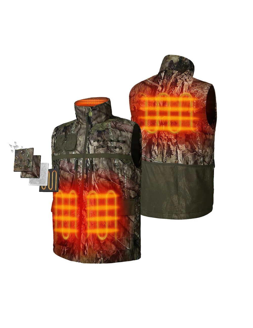 Men's Heated Hunting Vest - Camouflage, Mossy Oak Country DNA