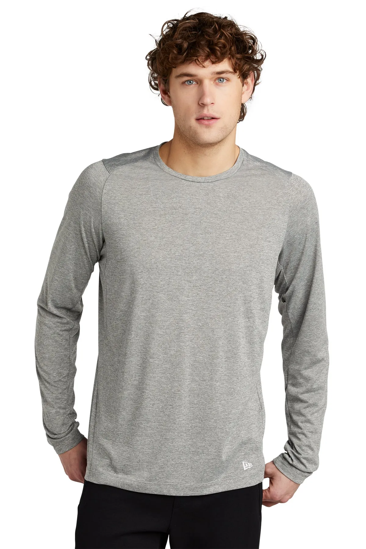 New Era Performance Long Sleeve Printed Tee's, Rainstorm Grey