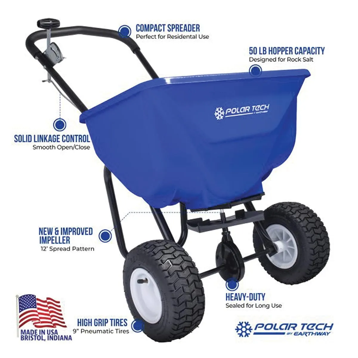 Polar Tech By Earthway Ice Melt Broadcast Spreader 50 lb.