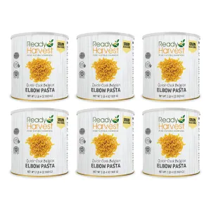 Ready Harvest Quick-Cook Pasta Elbows - 30 Year Shelf Life - Six #10 Cans