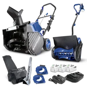 Snow Joe Best Value Winter Combo Kit | 24V Cordless Snow Shovel   48V Cordless Snow Blower | W/ 3 x 4.0-Ah Batteries   2 x Chargers, Ice Scrapers, & Covers