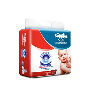 Supples Premium Diapers, XX-Large (XXL), 42 Count, 15-25 Kg, 12 hrs Absorption Baby Diaper Pants