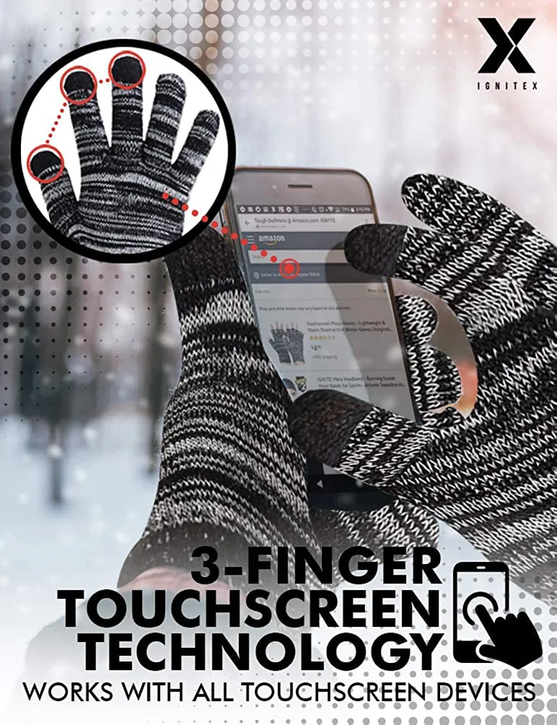 Touch Screen Winter Knit Gloves - Lightweight & Warm Thermal Magic Tech Gloves for Texting, Running, Driving, Cycling